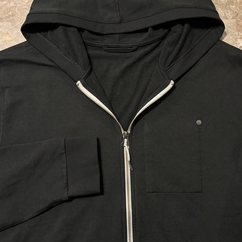Vuori Coronado Hoodie Mens Large Black Full Zip Soft Knit Yoga Essentials V243